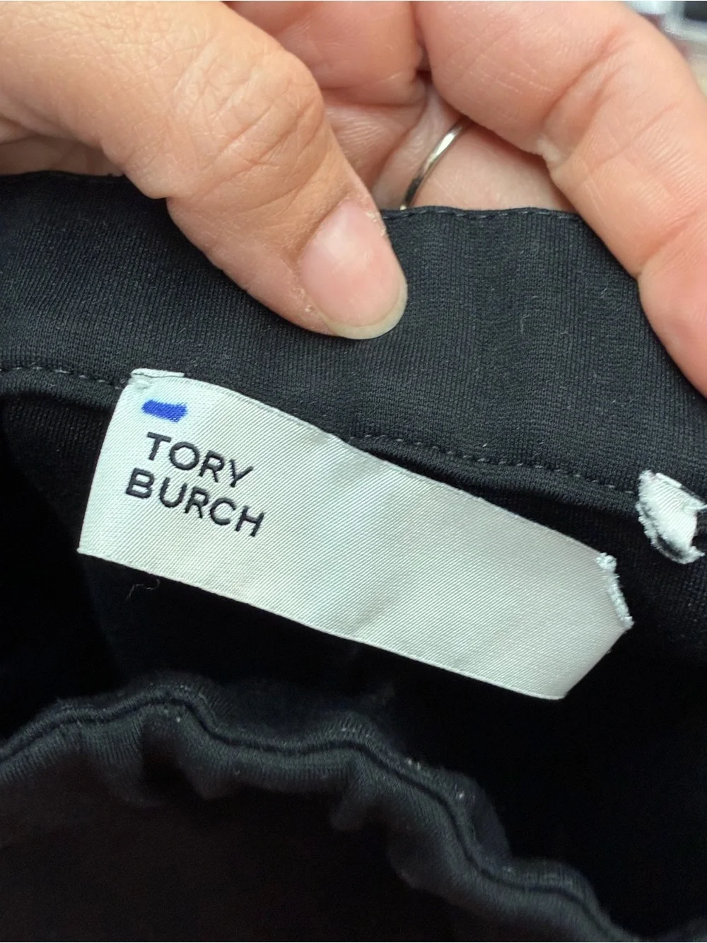 Tory Burch Black Pull On Flare Compression Pants Pintuck Seam S quiet luxury
